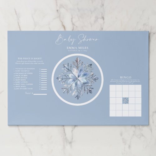 Winter Dusty Blue Watercolor Baby Shower Games Paper Pad