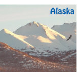 Winter Eagle And Mountains Statuette<br><div class="desc">A bald eagle flies near the snow-covered Chugach Range near Anchorage,  AK. Customizable text reading "Alaska" also appears.</div>