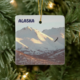 Winter Eagle Ceramic Ornament