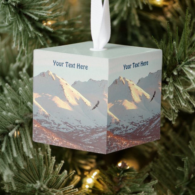 Winter Eagle Cube Ornament (Tree)