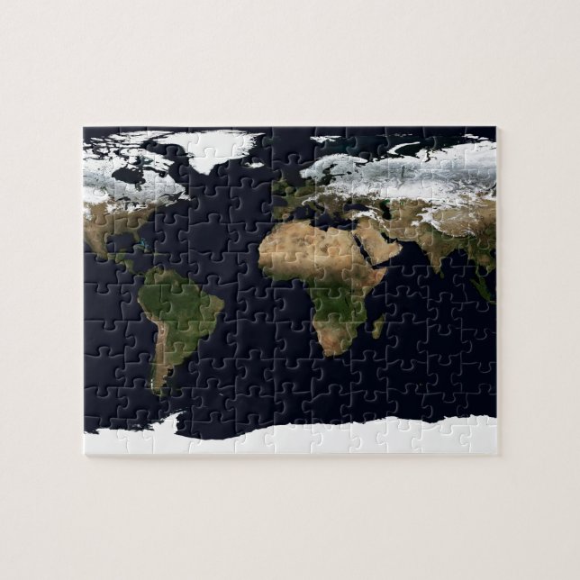 Winter Earth Geographical World Atlas Map Jigsaw Puzzle (Horizontal)