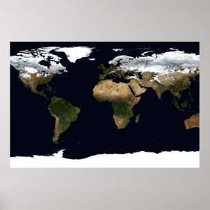Winter Earth Geographical World Atlas Map Poster