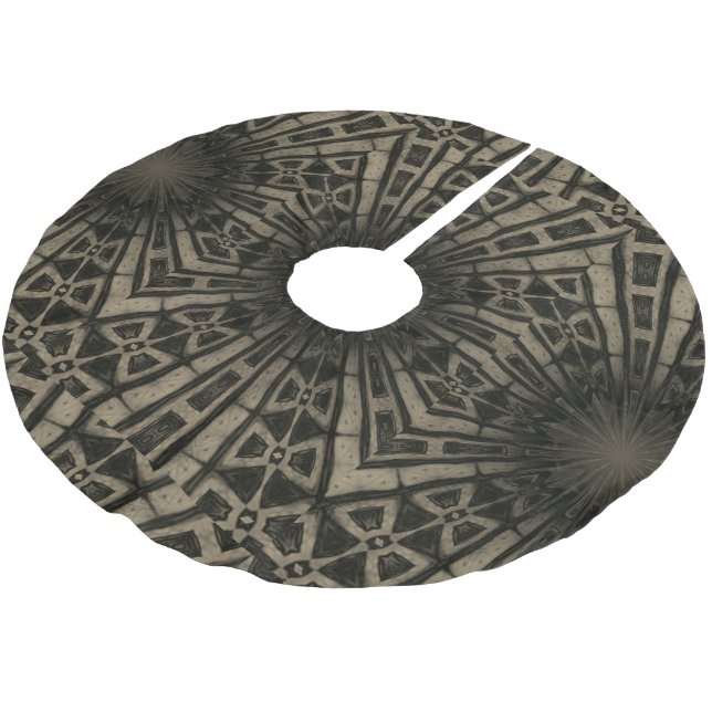 winter earthtone offset  brushed polyester tree skirt (Angled)