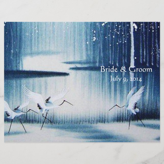 Winter Egrets Folded Wedding Program (Front)