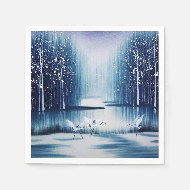 Winter Egrets Paper Napkins (Front)