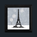 Winter Eiffel Tower, Snowflake Balloons Christmas Gift Box<br><div class="desc">This beautiful Paris themed holiday design features the Eiffel Tower in a snowy scene complete with snowflake balloons.</div>