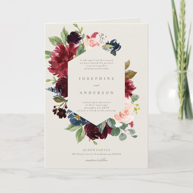 Winter Elegance Wedding Pocket Invitation (Front)