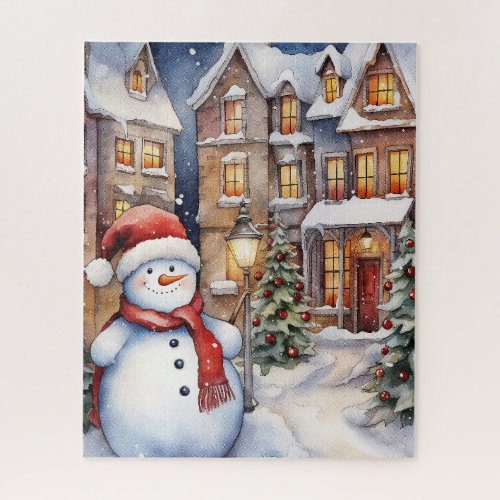 Winter Elegance Wonderland Starry Snowman City  Jigsaw Puzzle