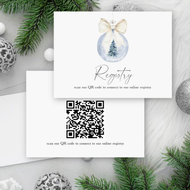 Winter elegant Bridal shower QR code for registry  Enclosure Card (Creator Uploaded)