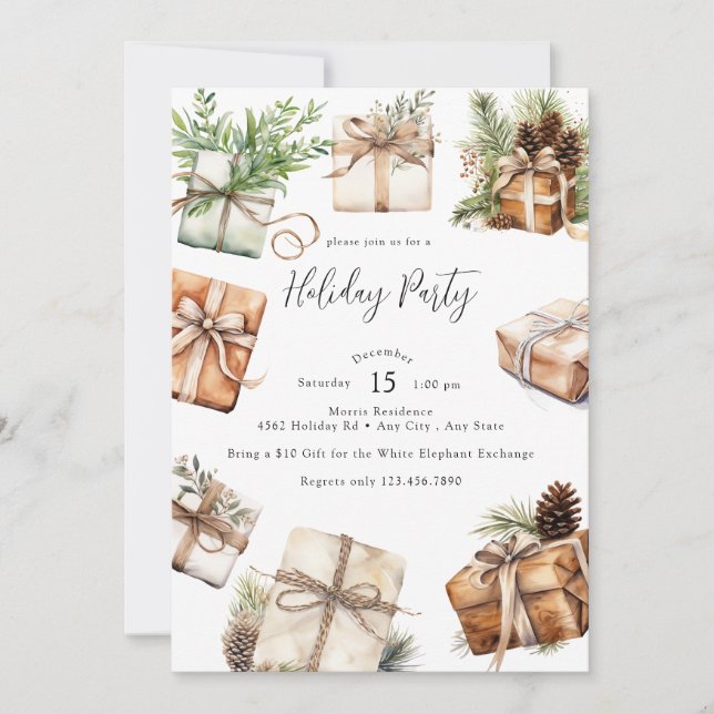Winter Elegant Holiday Party Invitation (Front)