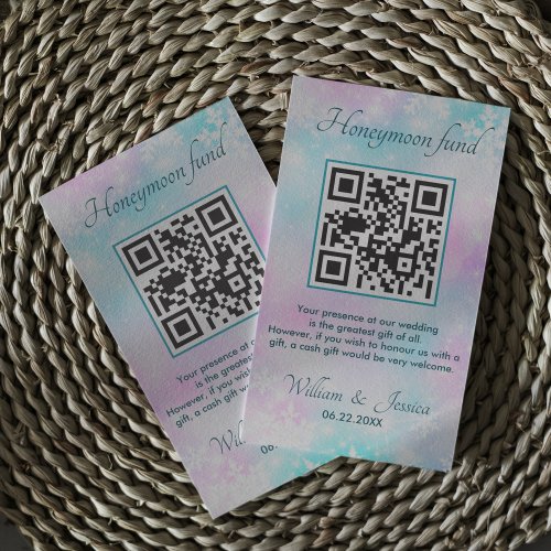 Winter Elegant Honeymoon Fund Online With QR Code Enclosure Card
