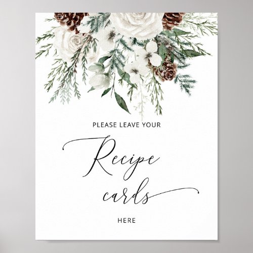 Winter elegant leave your recipe card here poster