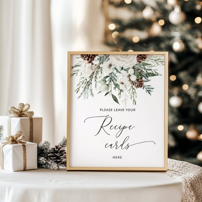 Winter elegant leave your recipe card here poster (Creator Uploaded)