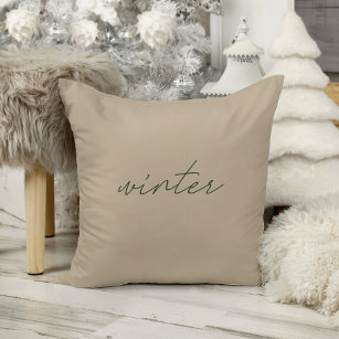 Winter • Elegant Minimalist Taupe Christmas Throw Pillow