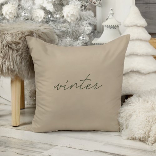 Winter â Elegant Minimalist Taupe Christmas Throw Pillow