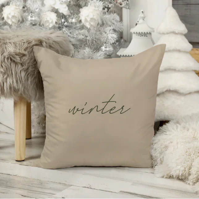 Winter • Elegant Minimalist Taupe Christmas Throw Pillow
