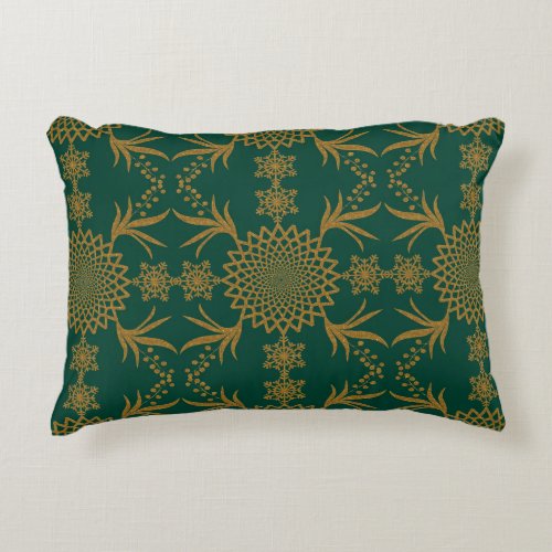 Winter Elegant Pattern Green Accent Pillow