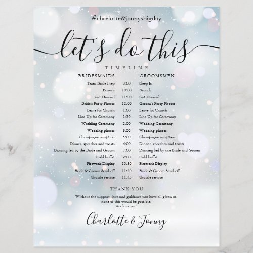 Winter Elegant Script Wedding Schedule Timeline