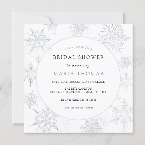 Winter Elegant Snowflake Bridal Shower Invitation