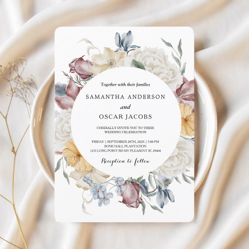Winter Elegant Watercolor Flowers Frame  Invitation
