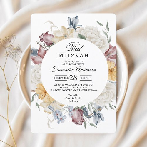 Winter Elegant Watercolor Flowers Frame  Invitation