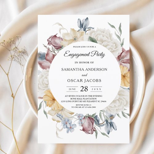 Winter Elegant Watercolor Flowers Frame  Invitation