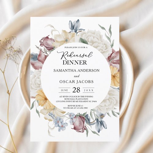 Winter Elegant Watercolor Flowers Frame  Invitation