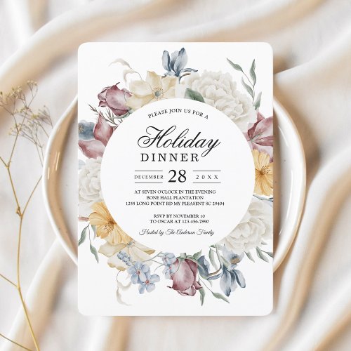 Winter Elegant Watercolor Flowers Frame  Invitation