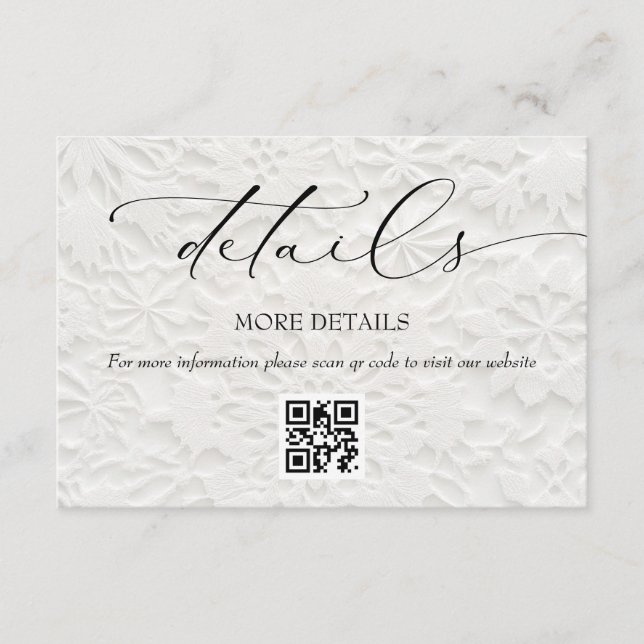 Winter Elegant Wedding Details Enclosure Card (Front)