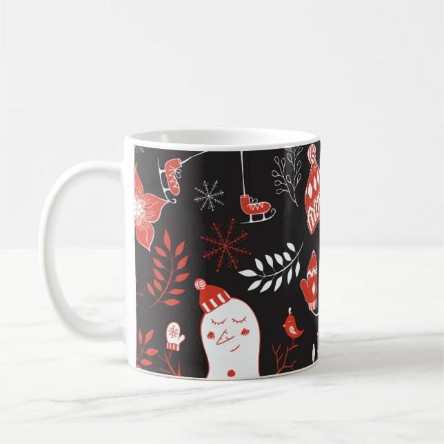Winter Elements: Cute Hand Drawn. Coffee Mug (Left)