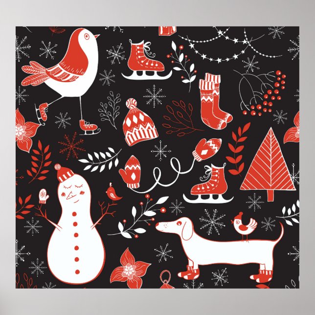 Winter Elements: Cute Hand Drawn. Poster (Front)
