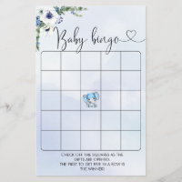 Winter Elephant Baby Shower Bingo Game