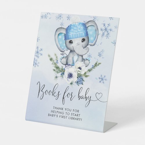 Winter Elephant Baby Shower Books For Baby  Pedestal Sign