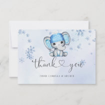 Winter Elephant Baby Shower Thank You Card