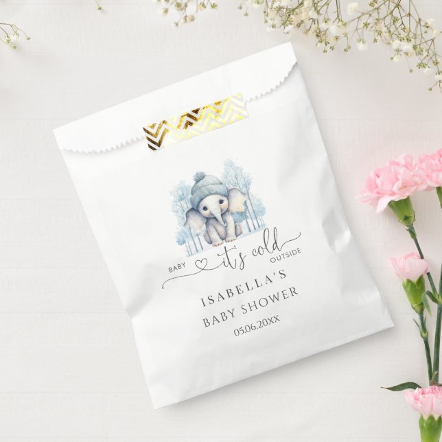 Winter Elephant Boy Baby Shower Favor Bag (Sealed)