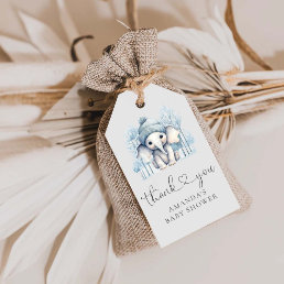 Winter Elephant Boy Baby Shower Gift Tags