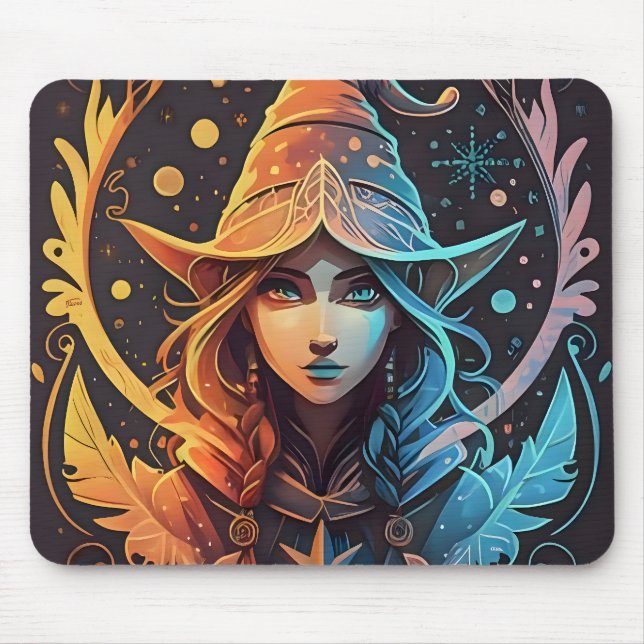 Winter Elf Whimsy: Beautiful Logo Style Design Mouse Pad (Front)