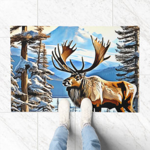 Winter Elk Majesty Design Doormat
