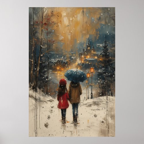 Winter Embrace A Snowy Stroll Poster