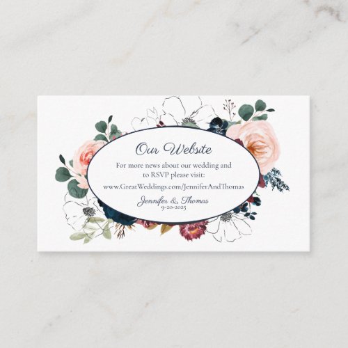 Winter Embrace Floral Wedding Website  Burgundy Enclosure Card