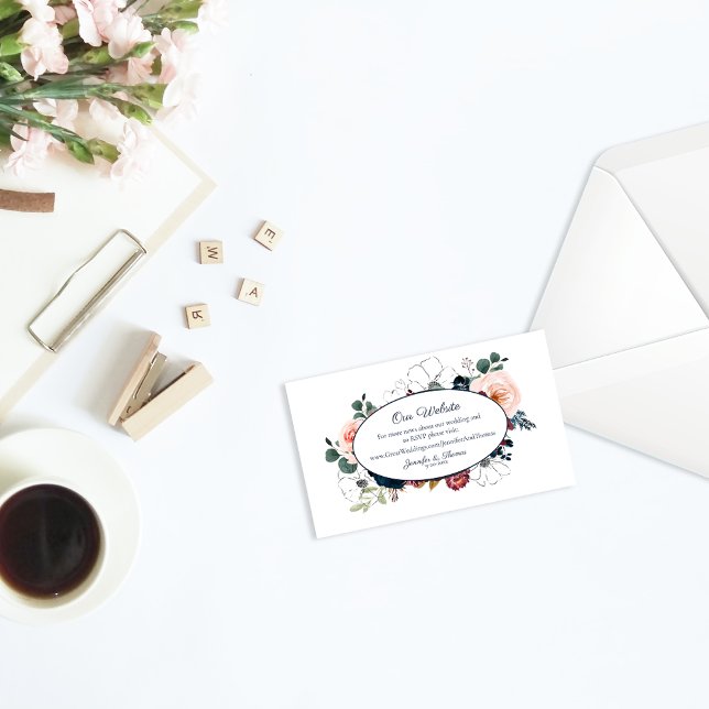 Winter Embrace Floral Wedding Website | Burgundy Enclosure Card (Creator Uploaded)