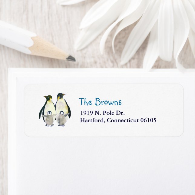 Winter Emperor Penguins Address Label (Insitu)