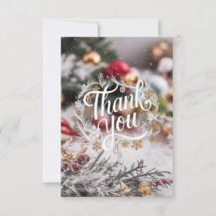 Winter Enchanted Simple Happy Holidays Thank You Card