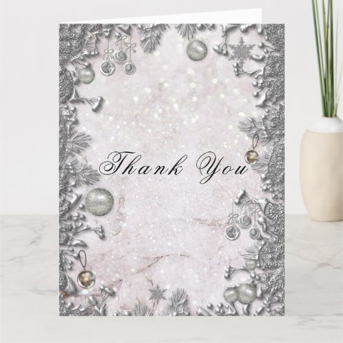 Winter Enchantment Christmas Wedding Thank You Card