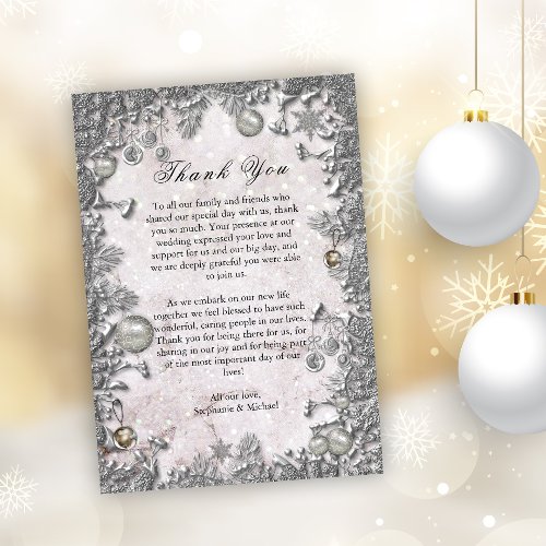 Winter Enchantment Magical Christmas Wedding Thank You Card