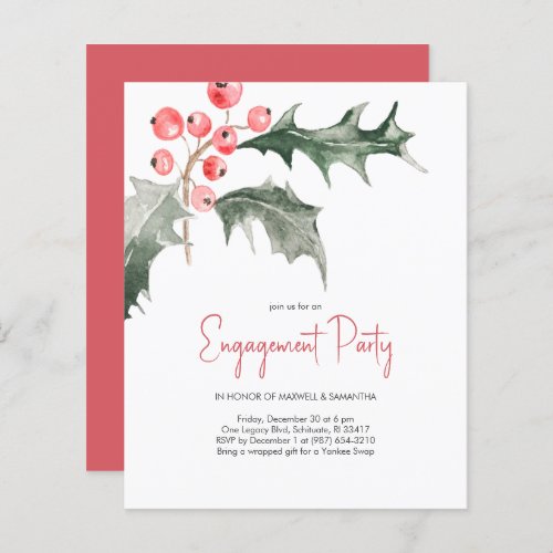 Winter Engagement Party Budget Invitations
