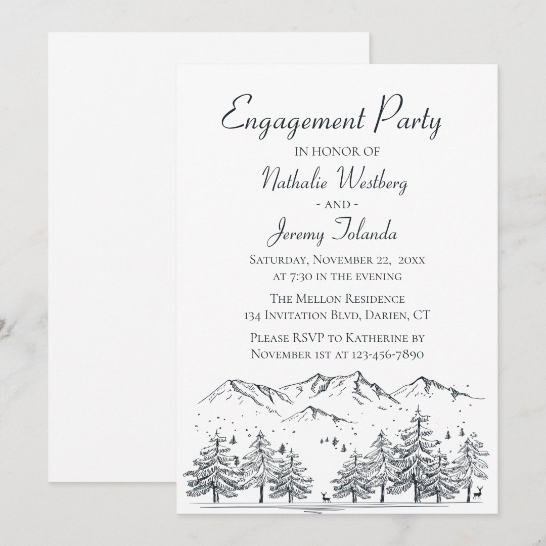 Winter Engagement Party Mountain Country Wedding Invitation Zazzle