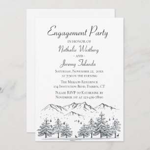 Winter Engagement Party Mountain Country Wedding Invitation