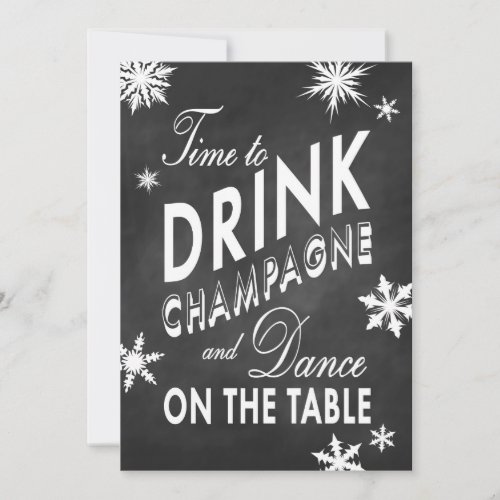 Winter Engagement Party Time to Drink Champagne Invitation