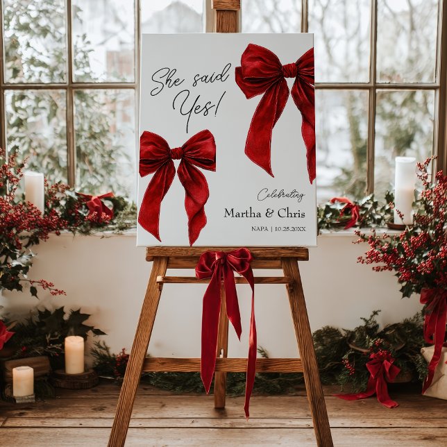 Winter Engagement She Said Yes Coquette Red Bow Foam Board (Winter Engagement She Said Yes Coquette Red Bow Foam Board)